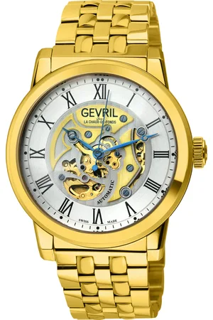Gevril Mens Vanderbilt 22692B, 316L Stainless Steel IPYG Bracelet Swiss Automatic Watch - - One Size