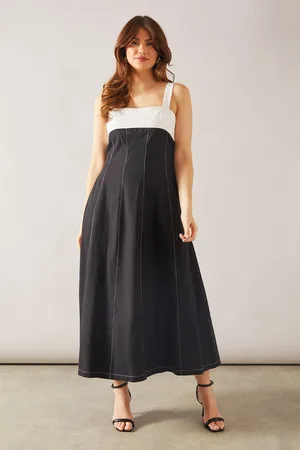 wallis Womens Contrast Linen Mix Seam Detail Midaxi Dress - - Size 20 UK