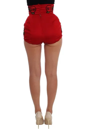 Dolce & Gabbana WoMens Silk Crystal Roses Shorts - Size EU 40 (Womens)