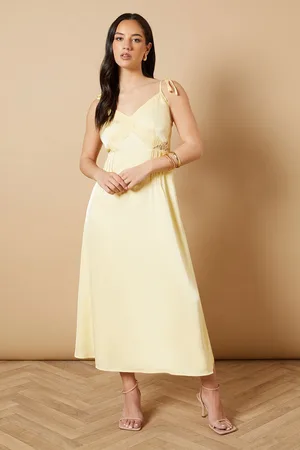 Oasis Womens Strappy Satin Lace Insert Midi Dress - - Size 10 UK