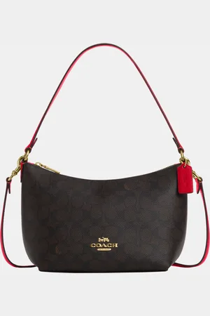 Coach Womens Zip Top Shoulder Bag in Signature Canvas - - One Size