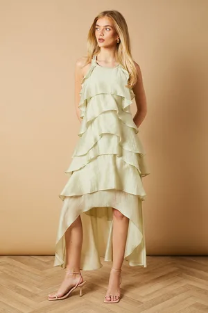 Oasis Womens Ruffle Detail Tiered Midi Dress - - Size 6 UK