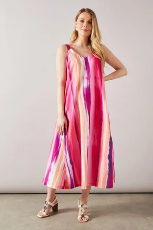 wallis Womens Stripe Midaxi Swing Dress - - Size 16 UK