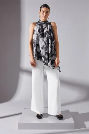 wallis Womens Feather Print Asymmetric Top - - Size 14 UK