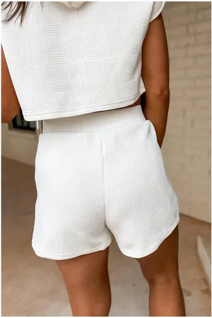 Azura Exchange Womens Textured Cropped Hoodie and Shorts Set - Size Medium
