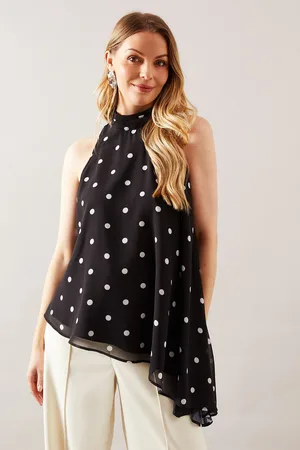 wallis Womens Spot Asymmetric Top - - Size 14 UK