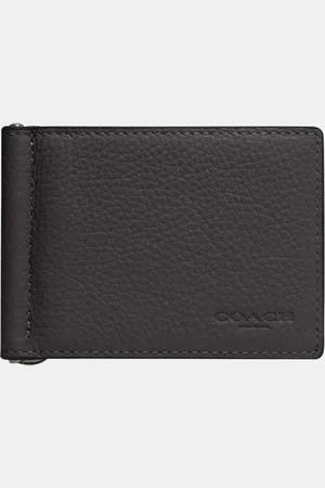 Coach Mens Slim Money Clip Billfold in Pebbled Leather - - One Size