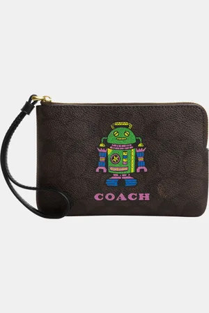 Coach Womens Cosmic Corner Zip in Signature Canvas with Robot Print - - One Size