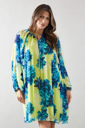 wallis Womens Floral Pleated Swing Dress - - Size 18 UK