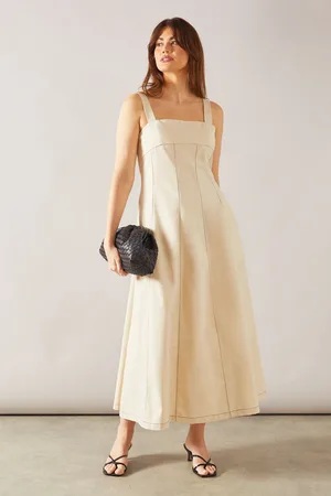 wallis Womens Linen Mix Seam Detail Midaxi Dress - - Size 12 UK