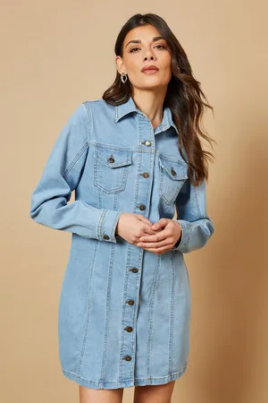 Oasis Womens Long Sleeve Fitted Denim Mini Dress - - Size 8 UK