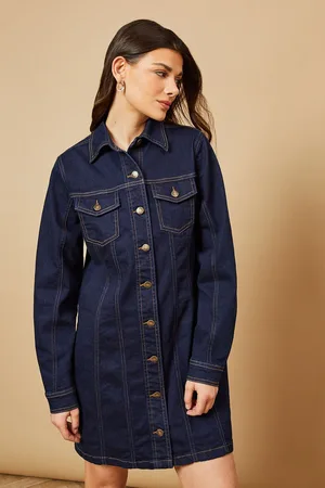 Oasis Womens Long Sleeve Fitted Denim Mini Dress - - Size 10 UK