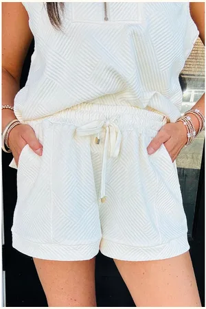 Azura Exchange Womens Textured Half Zip Tank Top Drawstring Shorts Set - Size X-Large