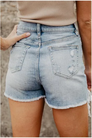 Azura Exchange Womens Vintage Washed Raw Edge Jean Shorts Cotton - Size 18 UK