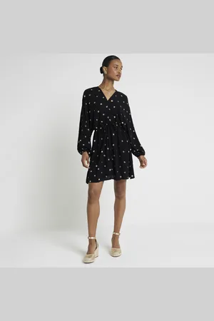 River Island Womens Mini Shift Dress Sequin Spot Wrap Cotton - Size X-Small