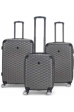 Infinity Unisex Expandable Charcoal Black Hard Shell ABS 8 Wheel Luggage Travel Cabin Holiday Bags Suitcase - - Size Large