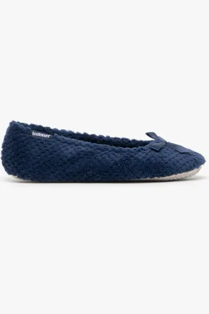 Totes Isotoner POPCORN Womens Ballet Slippers Navy - - Size 3-4 (UK Shoe)