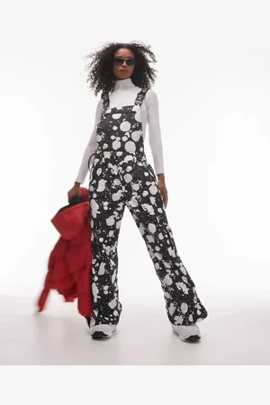 Topshop Womens Sno mensy ski straight leg dungaree in mono splodge-Multi - - Size 8 UK