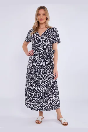 Gini London Womens Short Sleeves Viscose Wrap Midi Dress - Size Medium/Large