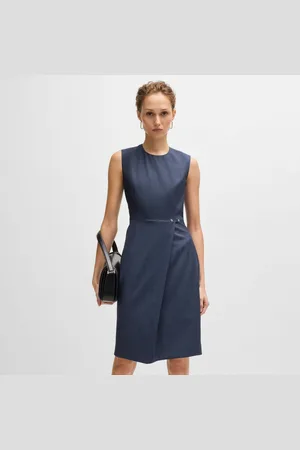 HUGO BOSS Womens Dathea Shift-Style Dress in Wool - Size 12 UK