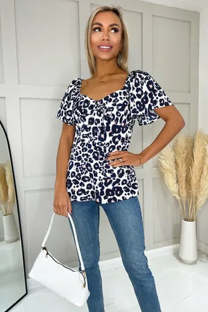 Ax Paris Womens Cream Pink And Animal Print Top - Size 8 UK