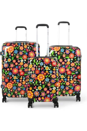Infinity Unisex Expandable Hard Shell Flower 8 Wheels Suitcase Print Luggage - Size Large