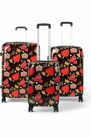 Infinity Unisex Expandable Hard Shell Black Roses 8 Wheels Suitcase Print Luggage - - Size Medium