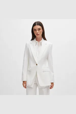 HUGO BOSS Womens Jasena Regular-Fit Linen Jacket in - Size 8 UK