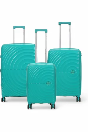 Infinity Unisex Expandable Aqua Blue Hard Shell 8 Wheels Luggage Cabin Suitcase - - Size Medium
