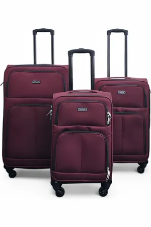 Infinity Unisex Expandable Wine Soft Shell 4 Wheel Luggage Travel Cabin Suitcase - - Size Small