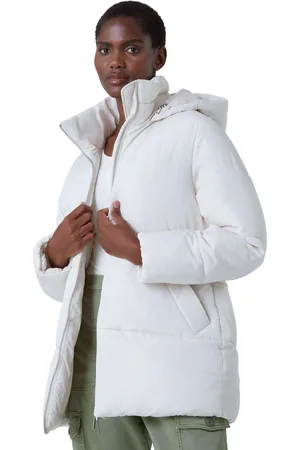 Roman Womens Padded Hooded Mid Length Coat - Denim - Size 10 UK