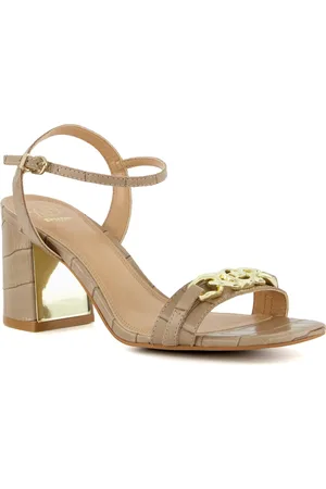 Dune Womens Ladies Manual - Branded-Chain-Trim Block-Heel Sandals - Leather (archived) - Size UK 8