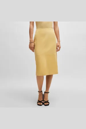 HUGO BOSS Womens Selavie Leather Pencil Skirt in - Size 6 UK
