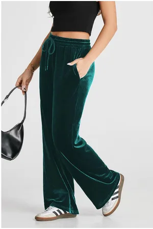 Azura Exchange Womens Evergreen Solid Drawstring Waist Wide Leg Pants - - Size Small