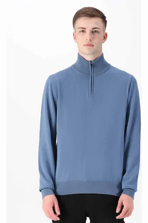 Luke 1977 Mens Jacob 1/4 Zip Knitted Jumper in Cotton - Size X-Large