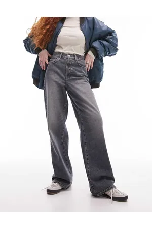 Topshop Womens mid rise loose fit straight jean in whale - Size 28W/30L