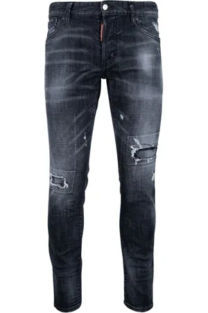 Dsquared2 Mens Relaxed Long Crotch Reinforced Ripped Jeans - Size 34W/32L