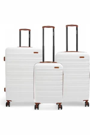 Infinity Unisex Expandable White Hard Shell ABS 8 Wheel Suitcase Robust Travel Case Holiday Luggage - Size Large