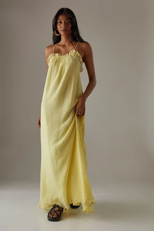 warehouse Womens Marble Dobby Chiffon Halter Ruffle Maxi Dress - - Size 16 UK