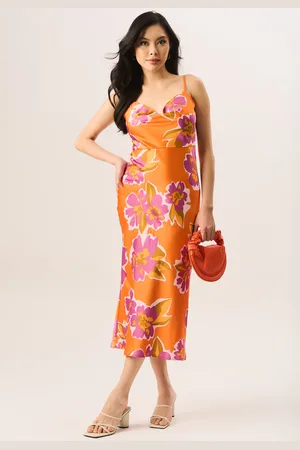Gini London Womens Floral Print Cowl Neck Slip Midi Dress - - Size 16 UK