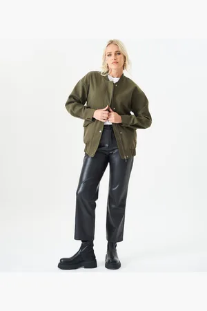 Gini London Womens Zip Up Oversized Bomber Jacket - - Size Small/Medium