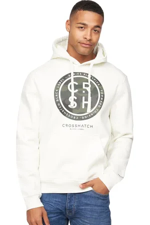 Crosshatch Mens Camfar Hoodie (Off White) Fleece - Size X-Large