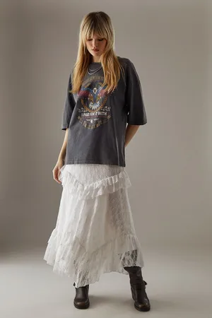 warehouse Womens Lace Ruffle Tier Maxi Skirt - - Size 10 UK