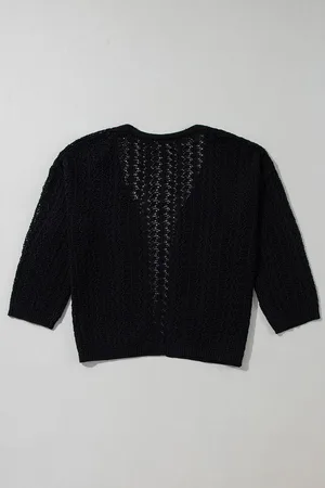 Azura Exchange Womens Hollow Out Knit Drop Shoulder Open Front Cardigan - Size X-Large