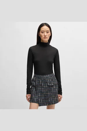 HUGO BOSS Womens C_Emerie Slim-Fit Rollneck Top in - Size Small