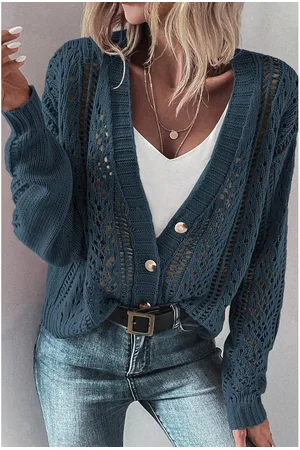 Azura Exchange Womens Real Open Knit Drop Shoulder Sweater Cardigan Cotton - Size Small