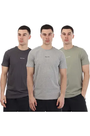 Nicce London Mens Petras 3 Pack T-Shirts in Multi colour - Cotton - Size 2XL