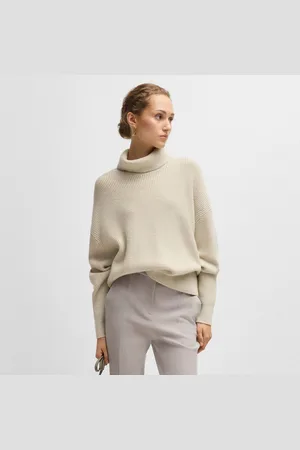 HUGO BOSS Womens Fernadina Ribbed Rollneck Sweater in Wool - Size Small