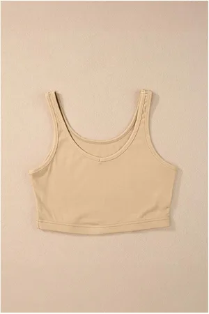 Azura Exchange Womens Apricot Ribbed Knit Sheath Sleeveless Crop Top - Viscose - Size Large