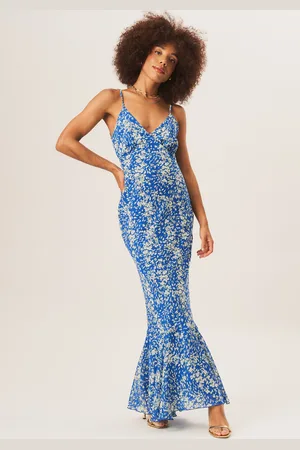 Gini London Womens Dobby Floral Chiffon Strappy Maxi Dress - - Size 8 UK